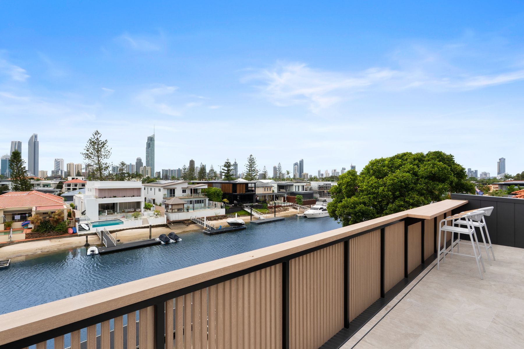 Rooftop terrace looking south to the Surfers Paradise skyline