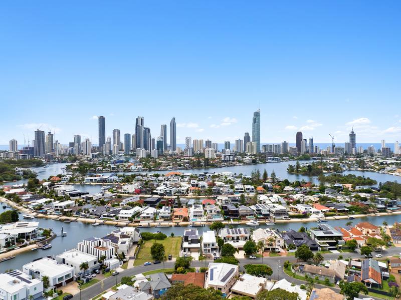 Aerial toward Surfers Paradise