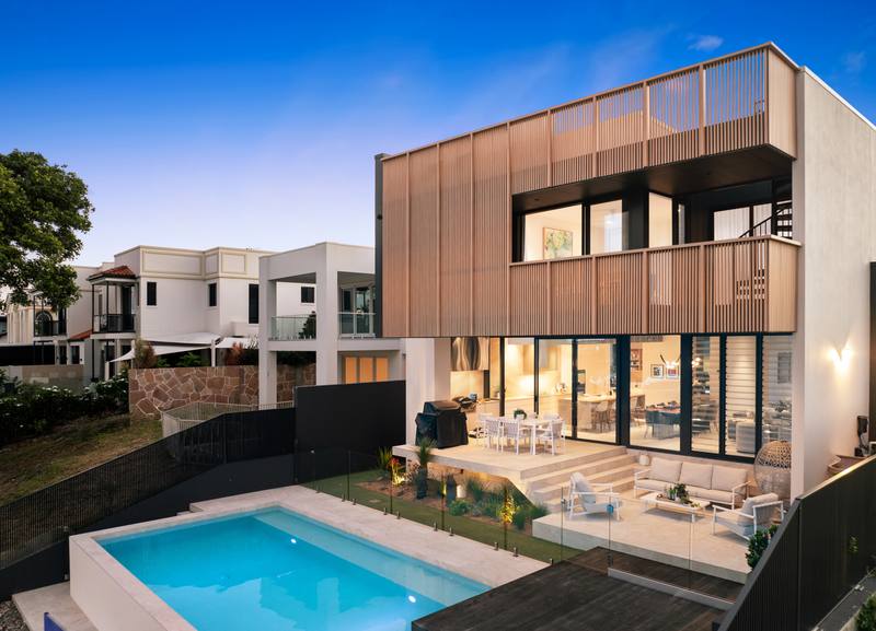Twilight rear elevation